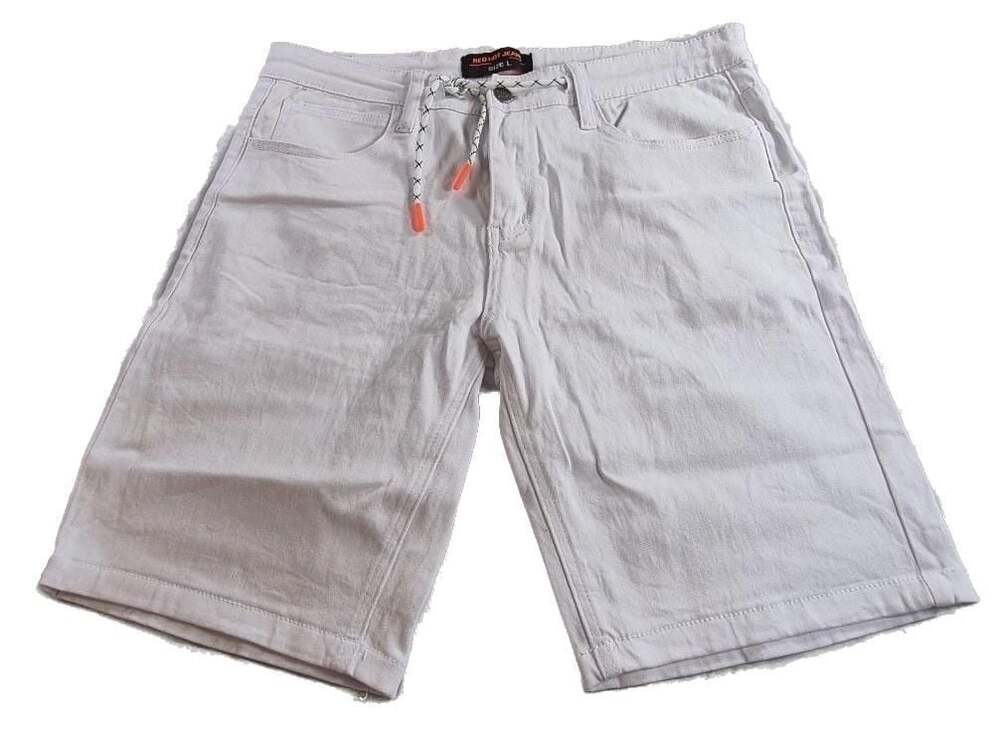 Red Hot Jean Men's White Denim Drawstring Shorts Size Large